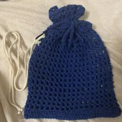 ハンドメイド　ナップサック　青