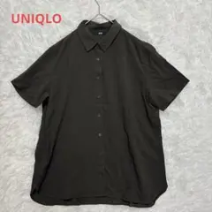 UNIQLOユニクロ/半袖ブラウス　シャツ　濃いめカーキ　カジュアル　S