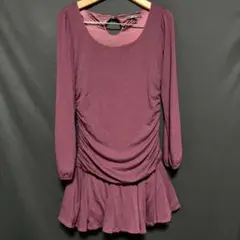着痩せ ドレスワンピース パープル purple 紫