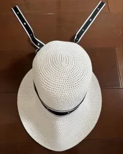 XEXYMIX リボン付きホワイト広つばハット