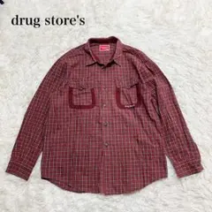 ドラッグストアーズ 長袖チェック柄シャツ ヴィンテージ 古着 コットン100