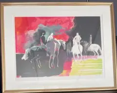 真作夕焼けの乗馬／リトグラフ ポール・ギヤマン87/175 ポール・ギヤマン（ポール・ギアマン） Paul GUIRAMOND 「赤い馬
