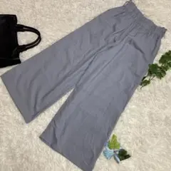極美品　ロイヤルパーティー　ワイドパンツ　ウエストゴム　くすみ水色　Fサイズ