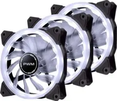 120mm白色LED PWMケースファン 3本セット 4ピン デスクトップ用