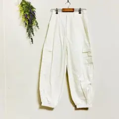 美品✨GRL 【Ｌ】ホワイト カーゴパンツ サイドポケット付き 透け防止パンツ付