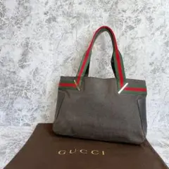 美品 GUCCI グッチ シェリーライン トートバッグ キャンバス ブラック
