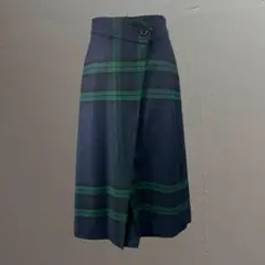美USED 日本製 York land 巻き ラップ スカート チェック柄