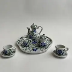 ミニチュアティーセット 青い花柄