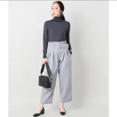 イエナ　ボタニーハイウエストクロップドパンツ　グレー
