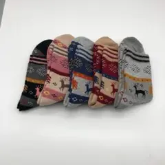 厚手暖かい防寒靴下色別5足売りレディースソックススニーカーソックス