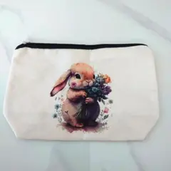 うさぎの花束ポーチ