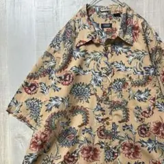 【インポート　古着】メンズ　シャツ　半袖　柄シャツ　ボタニカル　総柄