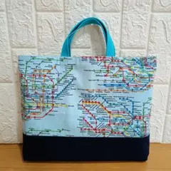 30☓40　東京路線図柄　レッスンバッグ(絵本袋)　ハンドメイド