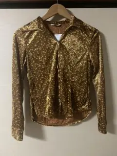 未着用花柄ベロアシャツ