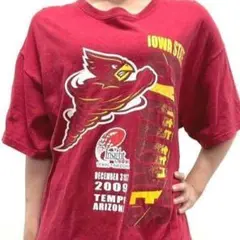 ギルダン Tシャツ CYCLONES カレッジレッド 赤 L 古着