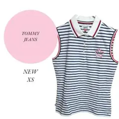 【トミージーンズ】TOMMY♡新品未使用♡ノースリーブポロシャツ♡XS♡ボーダー