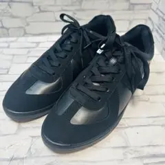 未使用品 フィン Fin ジャーマントレーナー 黒 レザー スエード 24cm