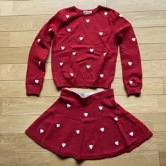 H&M 赤 ハート柄 セーターとスカートセット