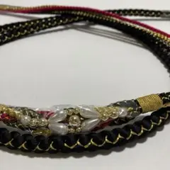 振袖用 正絹 帯締め 飾り付き 黒 新品 No.1141