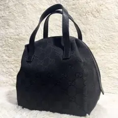 【希少】GUCCI グッチ ハンドバッグ キャンバス レザー GG ブラック