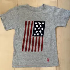 U.S.Poloアメリカ国旗風　グレーTシャツ(S/5-6) 夏