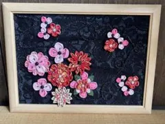 ちりめん細工 花のアート作品