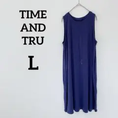 TIME AND TRU 【L】ネイビー ノースリーブ ロングワンピース
