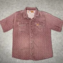 [Wrangler 20X] USA製 ペイズリー柄 半袖シャツ ピンク L