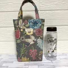 お花と鳥　ミニトート　マイボトル　水筒入れ　ハンドメイド