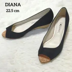 【美品】DIANA ダイアナ ウェッジソール オープントゥ ブラックサンダル✨