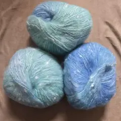 【新品未使用】やわらか毛糸　3玉　150g　水色　青　グラデーション