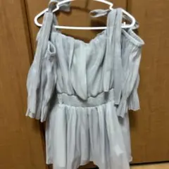 オフショルダー シフォン トップス グレー
