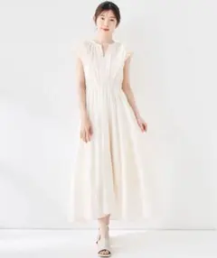 【美品】ココディール　フリルスリーブティアードワンピース　ロングワンピース