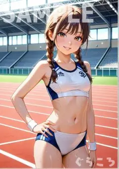 スポーツ女子 陸上 美少女 可愛い イラスト A4ポスター FR00207
