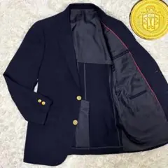 【美品】Lサイズ J.PRESS パイピング赤 ロゴ刻印金ボタン 紺ブレ