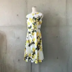 新品タグ付きレモン柄ノースリーブワンピースMホワイト
