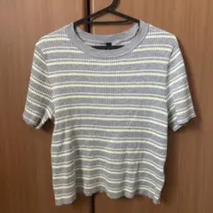 H&M DIVIDED 半袖リブセーター グレー/イエロー