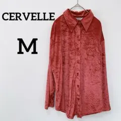 CERVELLE 【M】ベルベット 長袖シャツ　レッド　赤