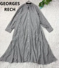 GEORGES RECH＊バックリボン　ギャザーティアード　シャツワンピース＊M