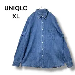 ユニクロ　ダンガリーシャツ　ワーク　デニム　ＸＬ　長袖　ブルー　綿
