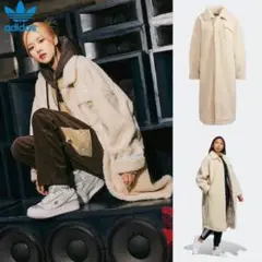 新品未使用 adidas ロングシェルパコート S ホワイト ボア アディダス