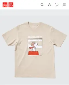 土日価格 スヌーピー Tシャツ ベージュ PEANUTS UT　Lサイズ