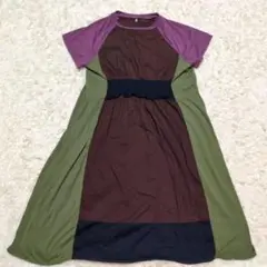 メルロー　ロングワンピース　切り替え　コットン