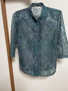 【美品】ORIGINAL 四季 緑系パターンシャツ　詩仙堂好きの方にも