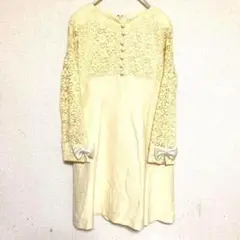 POLER ASHLEY／レースロングワンピース　薄黄色 ヴィンテージ