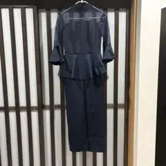 ダークブルー ペプラムパンツスーツ