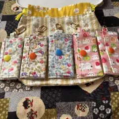 SALE SALE丸い巾着袋、花柄ミニ財布６点セットセット
