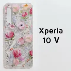 Xperia 10 Ⅴ ケース 透明 クリア フラワー 花