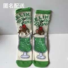 トムとジェリー　クリームソーダ　靴下　23cm〜25cm みどり
