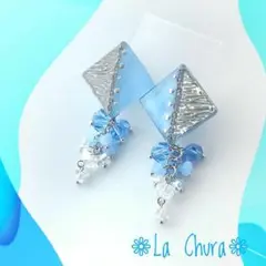 №1091❇️さわやかスクエア☆イヤリング